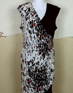 Halo Womens Size Large Faux Wrap Sheath Dress